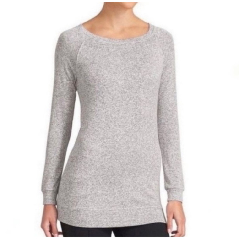 Athleta Luxe Pose Tunic Top Women XS Blue Space Dye Long Sleeve Athletic Casual